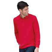 Premium cotton long sleeve double piqué polo