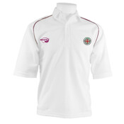 Playing shirt S/S jnr- white / maroon trim