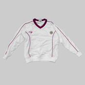 PLAYING SWEATER L/S jnr-  WHITE / MAROON TRIM
