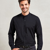 Banded collar grandad long sleeve shirt